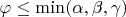 $ \varphi \le \min(\alpha, \beta, \gamma)$