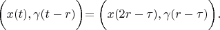 $   \biggl( x(t), \gamma (t-r) \biggl) = \biggl( x(2r- \tau ) , \gamma( r - \tau) \biggl) .$