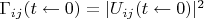$\Gamma_{ij}(t \leftarrow 0) = |U_{ij}(t \leftarrow 0)|^2$
