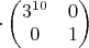 $\cdot \begin{pmatrix} 3^{10}& 0\\ 0 & 1\end{pmatrix} $