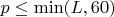 $p \le \min(L, 60)$
