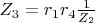 $Z_3 = r_1 r_4 \frac{1}{Z_2}$