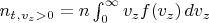 $n_t_{,v_z > 0} = n \int_0^\infty v_zf(v_z)\,dv_z $