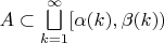 $A\subset \bigsqcup\limits_{k=1}^\infty [\alpha(k),\beta(k))$