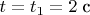 $t=t_1=2\;\text{с}$