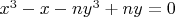 $x^3-x-ny^3+ny=0$