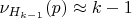 $\nu_{H_{k-1}}(p) \approx k-1$