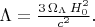 $\[
\Lambda=\frac{3\,\Omega_\Lambda\,H_0^2}{c^2}.
\]$