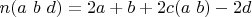 $n(a\ b\ d)=2a+b+2c(a\ b)-2d$ $n(a\ b\ d)=2a+b+2c(a\ b)-2d$