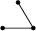 \begin{tikzpicture}\draw (-0.3,0)--(0.3,0)--(0,0.5); \draw[fill] (-0.3,0) circle(1pt); \draw[fill] (0.3,0) circle(1pt); \draw[fill] (0,0.5) circle(1pt);\end{tikzpicture}