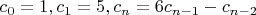 $c_0=1,c_1=5,c_n=6c_{n-1}-c_{n-2}$