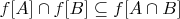 $f[A]\cap f[B]\subseteq f[A\cap B]$