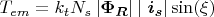 $T_{em}=k_t N_s \left \lvert \boldsymbol{\Phi_R} \right \rvert \left \lvert\ \boldsymbol{i_s} \right \rvert \sin(\xi)$