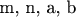 m, n, a, b