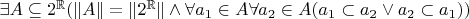 $\exists A\subseteq 2^\mathbb{R}(\|A\|=\|2^\mathbb{R}\| \land \forall a_1 \in A\forall a_2 \in A(a_1\subset a_2 \lor a_2 \subset a_1))$