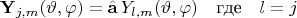 $$\mathbf{Y}_{j,m}(\vartheta,\varphi)=\hat{\mathbf{a}}\,Y_{l,m}(\vartheta,\varphi)\quad\text{где}\quad l=j$$ $$\mathbf{Y}_{j,m}(\vartheta,\varphi)=\hat{\mathbf{a}}\,Y_{l,m}(\vartheta,\varphi)\quad\text{где}\quad l=j$$