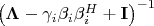 $\left(\mathbf \Lambda - \gamma_i\mathbf \beta_i \mathbf \beta_i^H + \mathbf I\right)^{-1}$ $\left(\mathbf \Lambda - \gamma_i\mathbf \beta_i \mathbf \beta_i^H + \mathbf I\right)^{-1}$