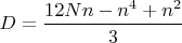 $D=\dfrac{12Nn - n^4 + n^2}{3}$