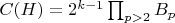 $ C(H) = 2^{k-1} \prod_{p > 2} B_p $
