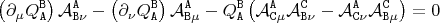 $$
\left( \partial_{\mu} {Q}^{\tt B}_{\tt A} \right) {\mathcal A}^{\tt A}_{{\tt B} \nu}
- \left( \partial_{\nu} {Q}^{\tt B}_{\tt A} \right) {\mathcal A}^{\tt A}_{{\tt B} \mu}
- {Q}^{{\tt B}}_{\tt A} \left( {\mathcal A}^{\tt A}_{{\tt C} \mu} {\mathcal A}^{\tt C}_{{\tt B} \nu}
-{\mathcal A}^{\tt A}_{{\tt C} \nu} {\mathcal A}^{\tt C}_{{\tt B} \mu} \right) = 0
$$