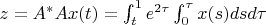 $z=A^\ast Ax(t)=\int_t^1 e^{2\tau}\int_0^\tau x(s)dsd\tau$