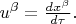 $u^{\beta}=\frac{dx^\beta}{d\tau}.$