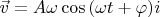 $\vec v=A\omega\cos{(\omega t+\varphi)}i$