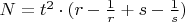$N=t^2\cdot(r-\frac{1}{r}+s-\frac{1}{s})$