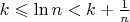 $k\leqslant\ln n<k+\frac{1}{n}$