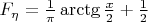 $F_\eta=\frac{1}{\pi}\arctg\frac{x}{2}+\frac{1}{2}$