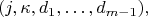 $$(j,\kappa,d_1,\dots,d_{m-1}),$$