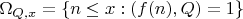 $\Omega_{Q,x} = \{n \le x : (f(n), Q) = 1\}$
