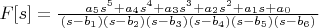 $
F[s]=\frac{a_5 s^5+a_4 s^4+a_3 s^3+a_2 s^2+a_1 s+a_0}{\left
   \left(s-b_1\right) \left(s-b_2\right) \left(s-b_3\right) \left(s-b_4\right)
   \left(s-b_5\right) \left(s-b_6\right)}
$