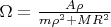 $\Omega=\frac{A\rho}{m\rho^2+MR^2}$