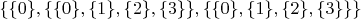 $\{\{0\},\{\{0\},\{1\},\{2\},\{3\}\},\{\{0\},\{1\},\{2\},\{3\}\}\}$