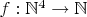 $f:\mathbb{N}^4\to\mathbb{N}$