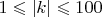 $1 \leqslant |k| \leqslant 100$