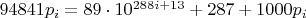 $94841p_i=89\cdot10^{288i+13}+287+1000p_i$
