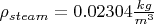 $\rho_{steam} = 0.02304 \frac{kg}{m^3}