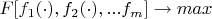 $F[f_1(\cdot),f_2(\cdot),...f_m]\to max$