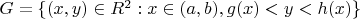 $G = \{(x, y) \in R^2: x \in (a, b), g(x) < y < h(x)\}$