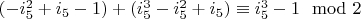 $(-i_5^2+i_5-1)+(i_5^3-i_5^2+i_5) \equiv i_5^3-1 \mod 2$