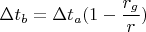 $$\Delta t_b = \Delta t_a(1 - \frac{r_g}{r}})$$