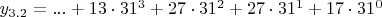 $y_{3.2}=...+13\cdot 31^{3}+27\cdot 31^{2}+27\cdot 31^{1}+17\cdot 31^{0}$