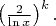 $   \left( \frac{2}{\ln x} \right)^k.   $