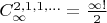 $C_\infty^{2, 1, 1, \ldots} = \frac {\infty!} 2$