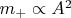 $m_+\propto A^2$