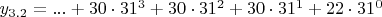 $y_{3.2}=...+30\cdot 31^{3}+30\cdot 31^{2}+30\cdot 31^{1}+22\cdot 31^{0}$