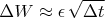 $$ \Delta W \approx \epsilon \, \sqrt{\Delta t} $$ $$ \Delta W \approx \epsilon \, \sqrt{\Delta t} $$