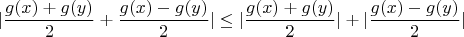$$ |\frac{g(x)+g(y)}{2} + \frac{g(x)-g(y)}{2}| \leq |\frac{g(x)+g(y)}{2}| + |\frac{g(x)-g(y)}{2}| $$